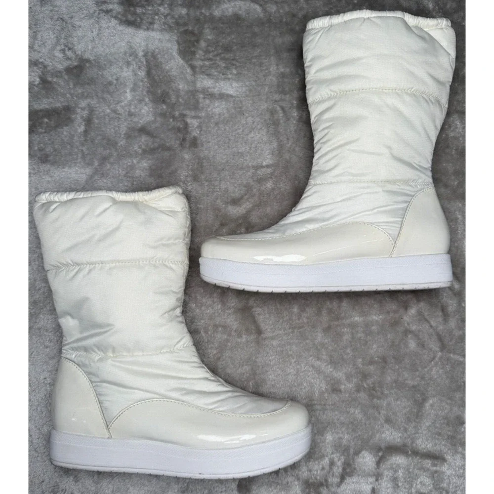 Cole Haan Alexa Ivory Leather White Puffy Waterproof Boots NikeAir Womens 8.5
